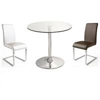 Dante Glass Bistro Table With 2 Lotte Dining Chairs