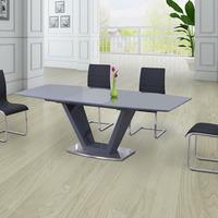 Danton Glass Extendable Dining Table In Grey High Gloss