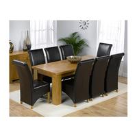 Daniela Solid Oak Rectangle Dining Table And 8 Leather Chairs