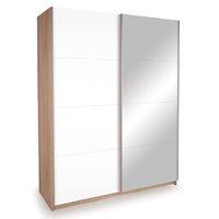 dallas oak double sliding gloss mirrored wardrobe white