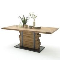 Dakota Wooden Dining Table In Teak With Anthracite Base