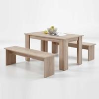 Darwin Dining Table In Canadian Oak With 2 Dining Benches