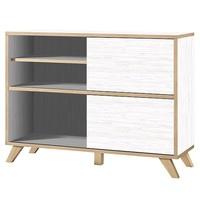 Darcey Shelving Unit In White And Oak With 2 Sliding Doors