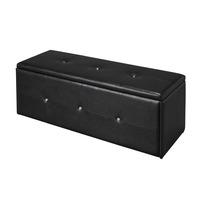 Davis Ottoman Storage Bench In Black Faux Leather With Diamante