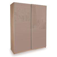 Dallas Oak Double Sliding Gloss Wardrobe Putty