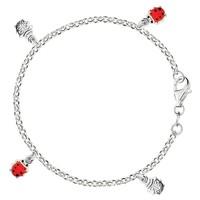 dangling ladybugs cable chain anklet in sterling silver