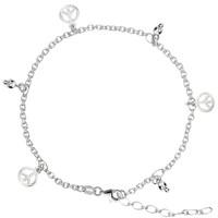 dangling peace signs cable chain anklet in sterling silver