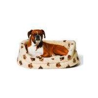 Danish Design Fleece Beige and Chocolate Paw Slumber Dog Bed W 61cm