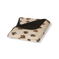 Danish Design Fleece Beige and Chocolate Paw Dog Blanket W 127cm x D 152cm