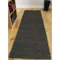 dark grey jute long hall runner rug 66x200