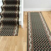 Dark Green Border Traditional Any Length Stair Carpet - Lima 49 60cm (2ft) Wide