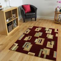 Dakota Modern Cubes Beige and Red Rug 70 cm x 140 cm (2\'4\