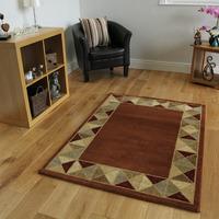 Dakota Burnt Orange Diamond Border Rug 110cm x 150cm (3\'7 x 4\'11)