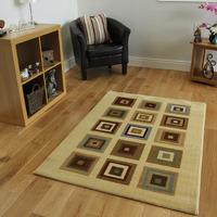 Dakota Modern Squares Cream and Beige Rugs 150 cm x 220 cm (4\'11\