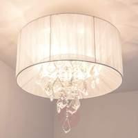 Dagny ceiling light, organza lampshade in white