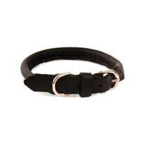 dapper dogs round leather collar black