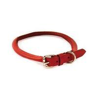 Dapper Dogs Round Leather Collar Red