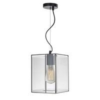 Dar LEN0122 Lento 1 Light Black Square Glass Hanging Lantern