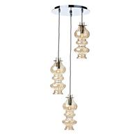 Dar ROD0320 Rodeo 3 Light Chrome And Champagne Glass Pendant