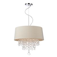 Dar JER0333 Jerome 3 Light Ceiling Pendant in Cream with Glass Detail