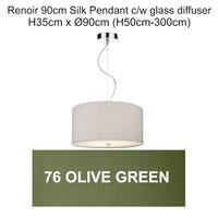 DAR REN0676 Renoir 900MM Pendant 6 Light In Polished Chrome With Olive Green Shade