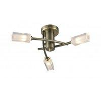 Dar MOR0375 Morgan 3lt Flush Ceiling Light Antique Brass