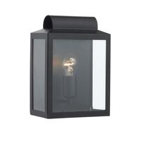 Dar NOT2122 Notary 1 Light Black Wall Lantern with Clear Glass