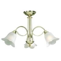 dar dou0340 doublet brass plated semi flush 3 light fitting