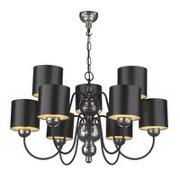 Dar GAR1321 Garbo 9 Light Pewter Chandelier With Black Shades