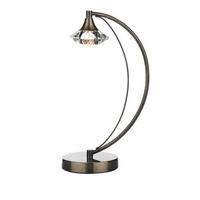 Dar LUT4175 Luther 1 Light Antique Brass and Crystal Table Lamp