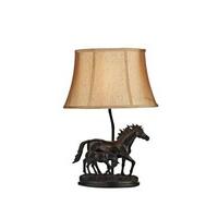Dar CHE5563/X Chester Bronze Two Horse Table Lamp with Shade