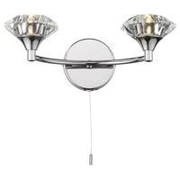 Dar LUT0950 Luther 2 Light Crystal Wall Light in Polished Chrome