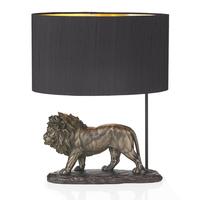 Dar ROY4363 Royale Bronze Effect Table Lamp with Black/Gold Shade