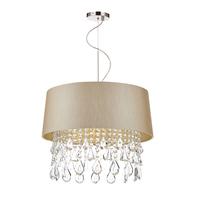 Dar GER0101 Geraldine Taupe Ceiling Pendant Light with Crystal Droplets