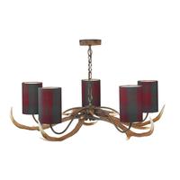 Dar ANT0599T Antler Ceiling Pendant with Tartan Shades