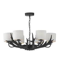 Dar ANT0698 Antler Ceiling Pendant with Ivory Shades