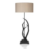 Dar ANT4298 Antler Table Lamp in Black with Taupe Shade