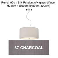 DAR REN0637 Renoir 900MM Pendant Light In Polished Chrome With Charcoal Shade
