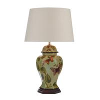 Dar BOT4224 Botanic Green Ceramic Table Lamp with Cream Shade