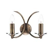 Dar MED0975 Medusa 2 Light Crystal Wall Bracket in Antique Brass