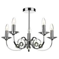 Dar ALL0550 Allegra 5 Light Chrome Chandelier