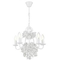 Dar SAS052 Saskia 5 Light Gloss White Floral Pendant