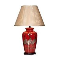 Dar BER4225 + S1086 Bertha Deep Red Ceramic Table Lamp with Shade