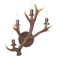 Dar ANT3049 Antler 4 Light Wall Candelabra in Rustic Finish