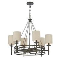 Dar TOD0663 Todd 6 Light Wrought Iron Style Ceiling Chandelier