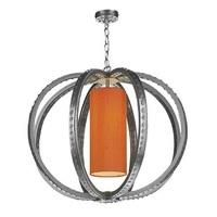 DAR TWA0199 Twain 1 Light Pendant Light In Pewter With Orange Silk Shade