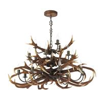 Dar ANT1729 Antler 17 Light Tiered Pendant in Rustic Finish