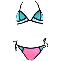 Dag Adom 2-Pieces Neon Turquoise Children Triangle Swimsuit girls\'s Bikinis in blue