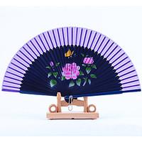 Dark Blue Fan Frame Printing Fan Random Pattern(Set of 1)