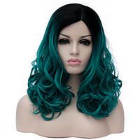 Dark green long curly hair and the wind nightclub performances Street color million with partial wig.